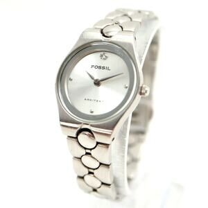 Fossil Arkitekt Women Silver Tone 25mm Watch Steel Bracelet FS2854 w New Battery